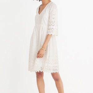 NWT Madewell Eyelet Lattice Dress in White